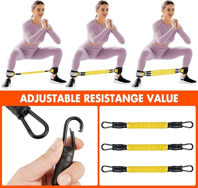 Ankle Resistance Bands with Cuffs, Ankle Bands for Working Out, Glutes Workout Equipment, Butt Exercise Equipment for Kickbacks Hip Fitness Training, Legs Resistance Bands for Women Men