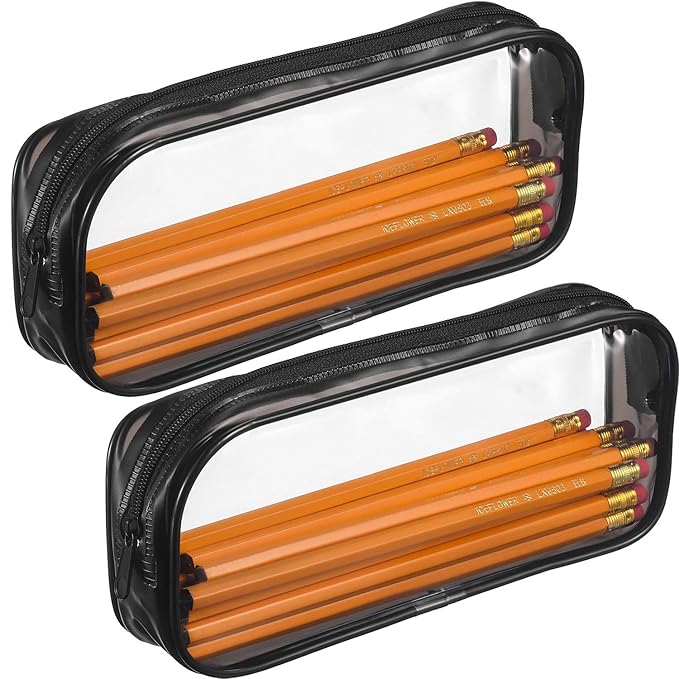 4 Pieces Clear PVC Bags Big Capacity Zipper Pencil Pouch Case Travel Luggage Makeup Cosmetic Bag(Black)