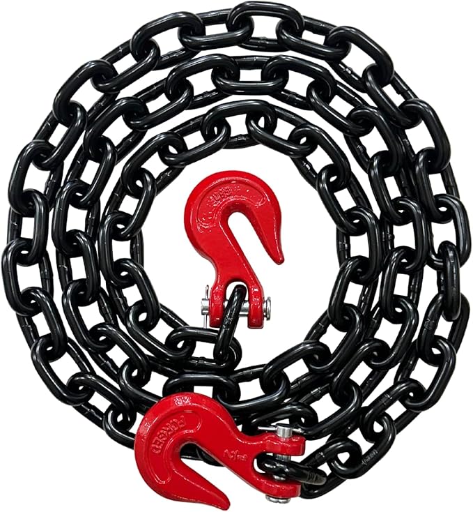 12" X 10' Grade 80 Transport Binder Chain - 12,000 LBS WLL - Clevis Grab Hook, Tie-Down, Towing