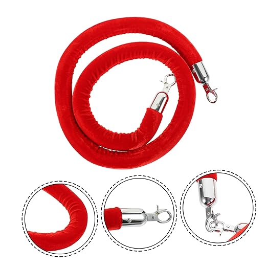 ABOOFAN Stanchion Crowd Control Rope with Hooks Velour Lanyard for Queue Line Dividers Safety Breakaway Design for Events and Parties Barrier Rope