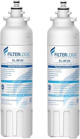 Filterlogic ADQ73613401 Refrigerator Water Filter, Replacement for LG LT800P, LT800PC, ADQ736134, ADQ73613402, LSXS26326S, LSXS26366S, LMXS30776S, LSXS26366D, LMXC23746S, 46-9490, 469490, Pack of 2
