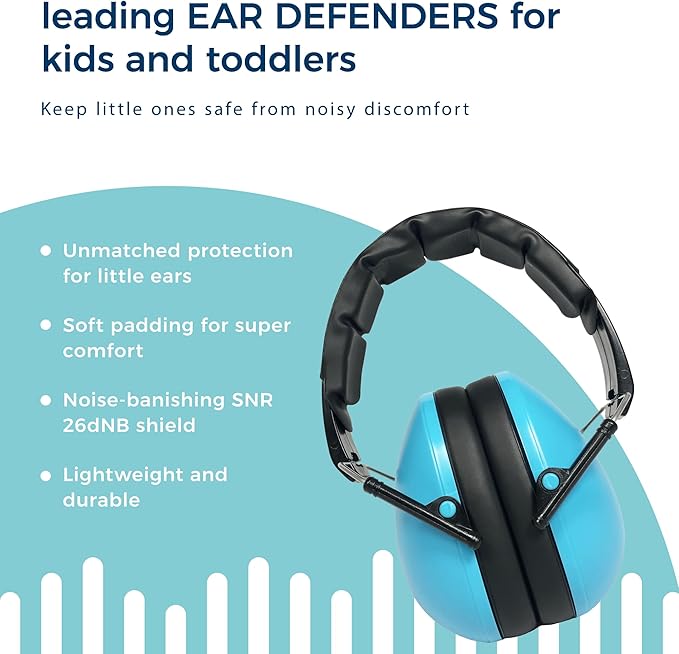 Banz Kidz Earmuffs 2 Years Older a Loud Noise Canceling Kids Headphones Toddler Ear Muffs, Size Adjustable