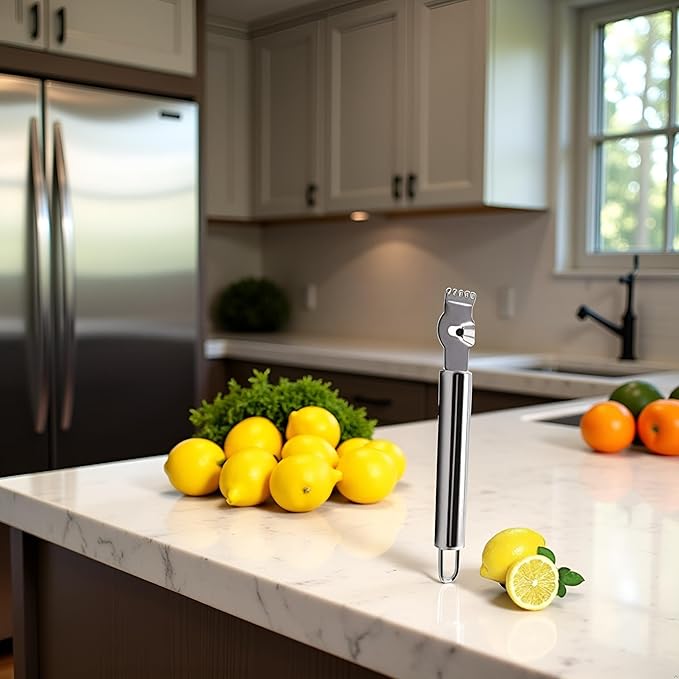 1Pc Silver Stainless Steel Lemon Zester Tool with Channel Knife and Orange Citrus Peeler for Kitchen, Zesters, Graters, Peelers and Slicers
