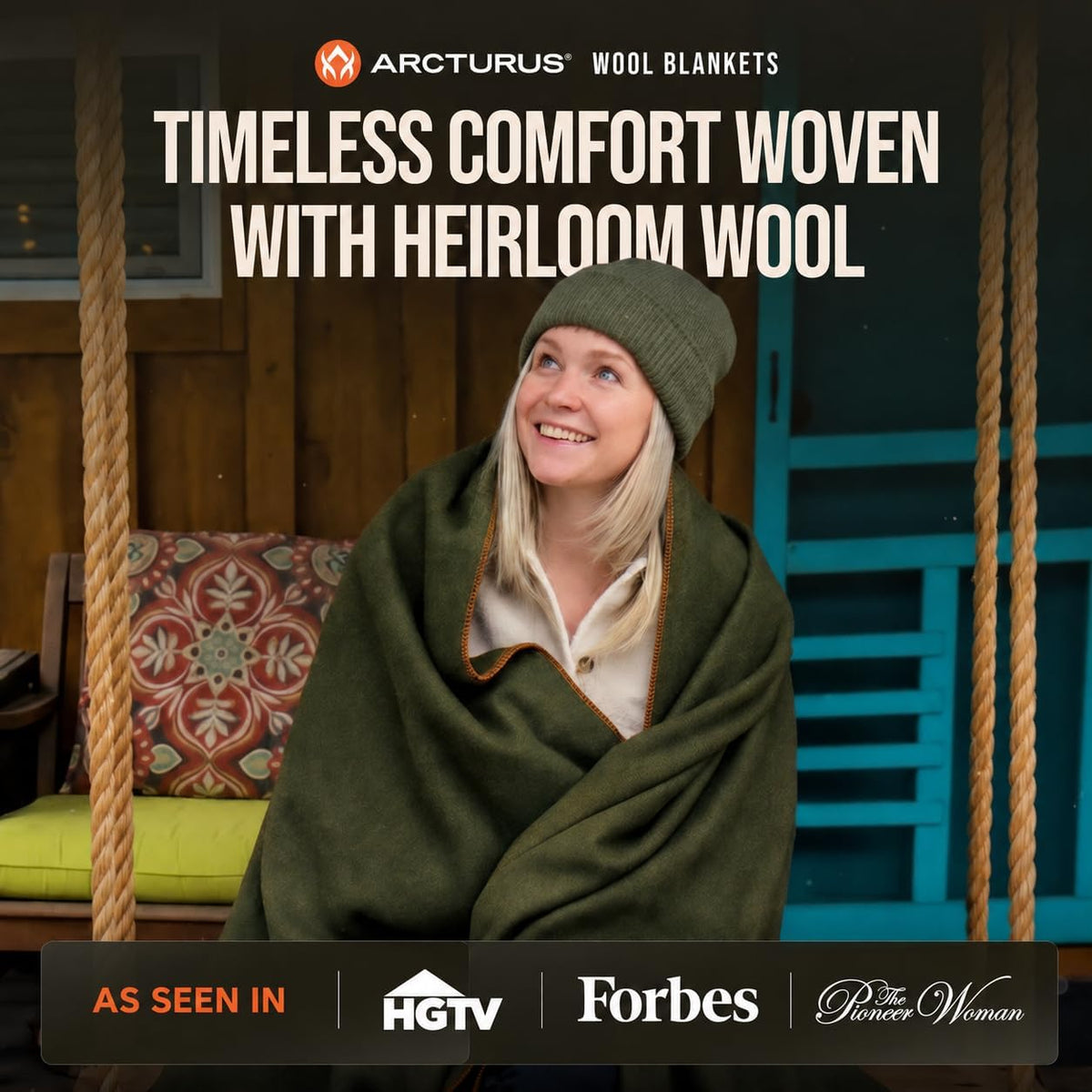 Arcturus Military Wool Blanket - Warm, Thick, Washable - Great for Outdoors, Camping, Stadium Blanket, Picnics, Travel - Car & Bushcraft Survival Kits, Large 64in x 88in 4.5 lb