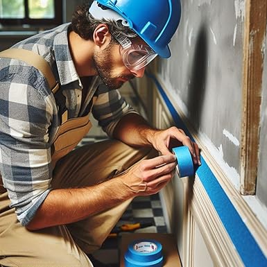 Professional Painters Blue Washi Masking Tape 9 Rolls, 24mm x 50m, 0.95in x 54.68yd, 30 Day Clean Removal, Crisp Lines, Removes Easily, Multi-Surface Painting Tape for Indoor/Outdoor, by CosmeProUSA