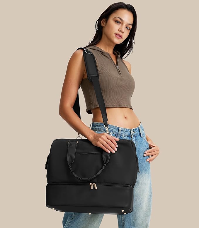 Weekender Bags for Women, Large Travel Duffel Bag with Shoes Compartment, Carry On Overnight Tote Bags with Toiletry Bags, Gym Duffel Bags with Wet Pocket, Hospital Bags for Labor and Delivery