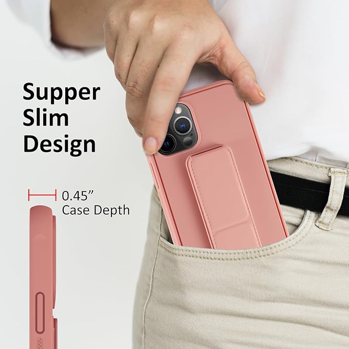 Varikke Compatible with iPhone 15 Pro Max Case with Stand, Multi-Functional Magnetic Vertical & Horizontal Kickstand Protective Phone Case, Candy Color Slim Cute Hybrid Cover 6.7 Inch, Pink