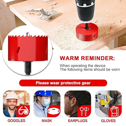 Hole Saw 4 18 (105mm) for Wood and Plastic, HSS Bi-Metal Hole Cutter Core Drill Bit for Drywall, PVC Boards, Fiberglass and Vent Pipes