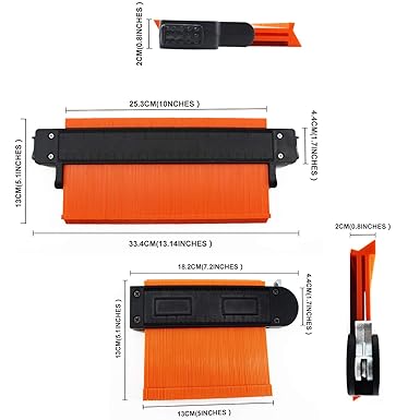 Contour Gauge Profile Tool with Lock, AMPLE 5 and 10 inch Widen Outline Shape Duplicator, 3 Pack Plastic Angle Measuring Woodworking Ruler, Finder, Precisely Copy Irregular Duplication Gauge Corners