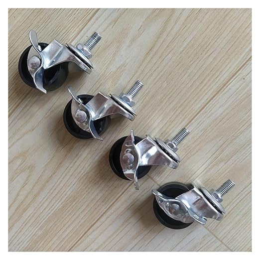 Furniture castors,Swivel Caster Wheels, 50mm Swivel Castors Wheels, 4 Pcs Nylon Heavy Duty Furniture Caster Wheels, Ball Bearing Moves Smooth, Furniture Wheels with Screws, Max 70KG (Size : 4 Braked)