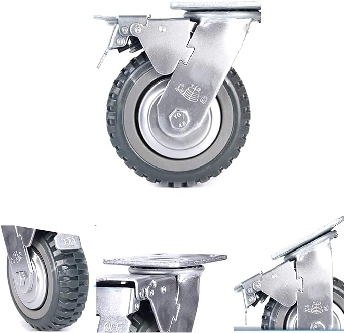 Nisorpa 4 Pack Heavy Duty Plate Casters Set 6 inch Swivel Wheel with Brake Anti-Skid 360 Degree Ball Bearing Castor Wheels(All Swivel,2PCS with Brake 2PCS Without)