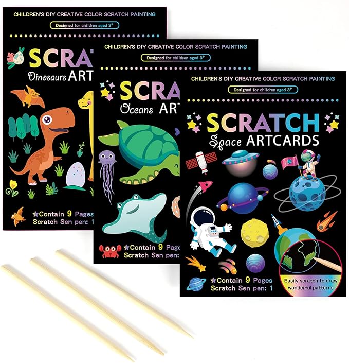 OPUHOHR 1 Set Magic Scratch Paper Art, Colorful Magic Drawing Art Book with 1 Scratch Pen for Birthday Halloween Christmas Party Games Projects Kits?Underwater World)