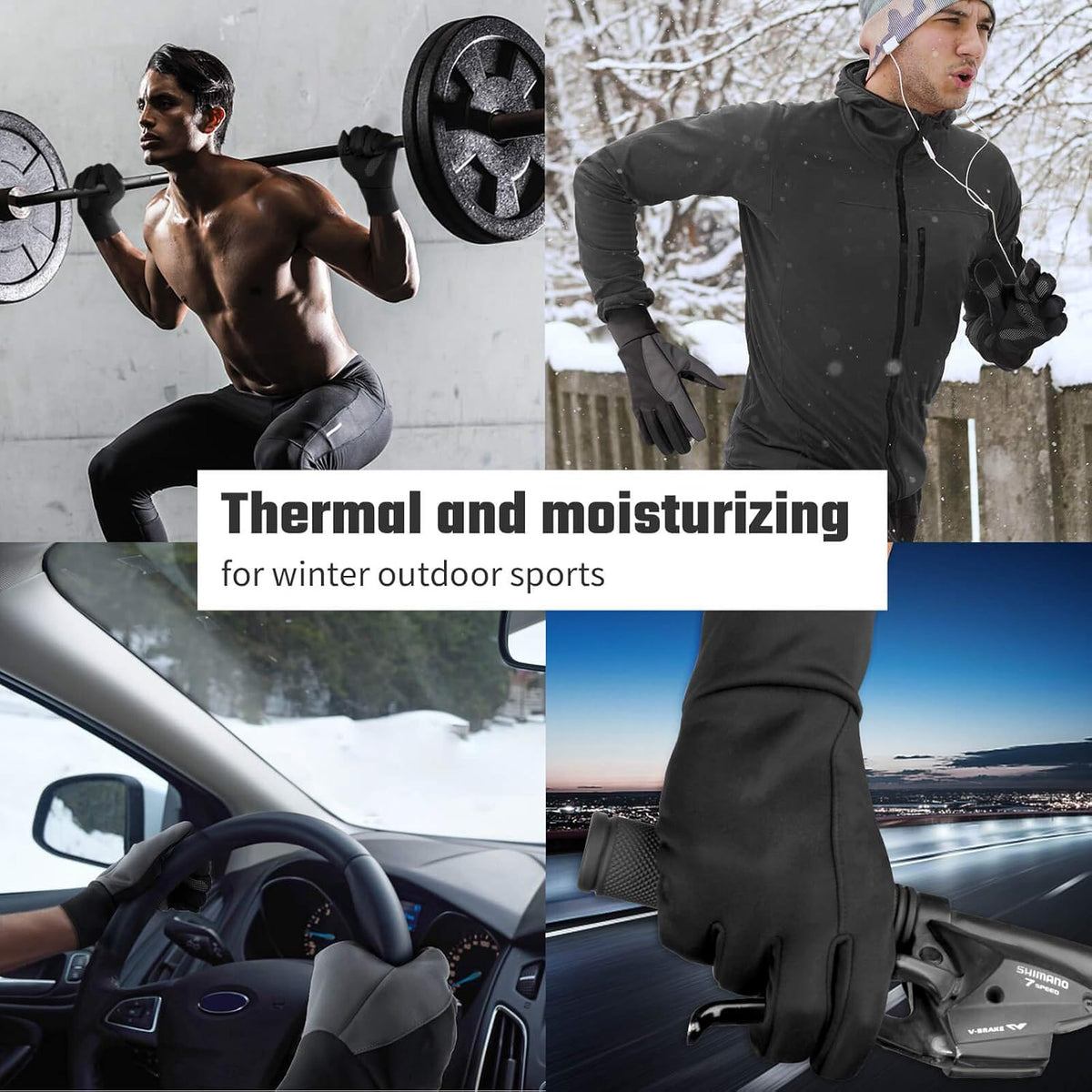Winter Gloves Touch Screen Water Resistant Windproof Thermal for Running Cycling Driving Hiking for Men Women