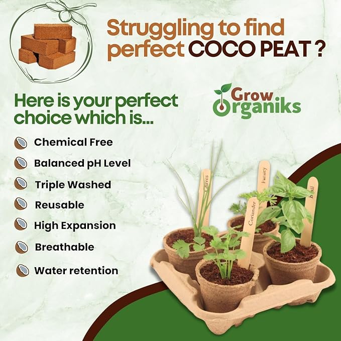 2 Pack Premium Coco Coir Brick for Plants 100 Organic Compressed Coconut Coir Bricks Starting Mix, Coco Coir Fiber Coconut Husk for Planting, Gardening, Potting Soil Substrate, Herbs, 1.4 LBBrick