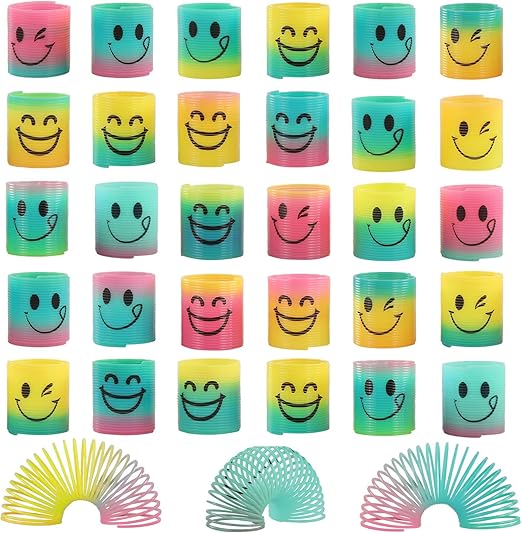 30 Pack Spring Rainbow Magic Fidget Stress Coil Mini Springs Bulk Toys for Party Favor Carnival Prize Birthday Goodie Bag Stuffers for Kids Boys Girls¦