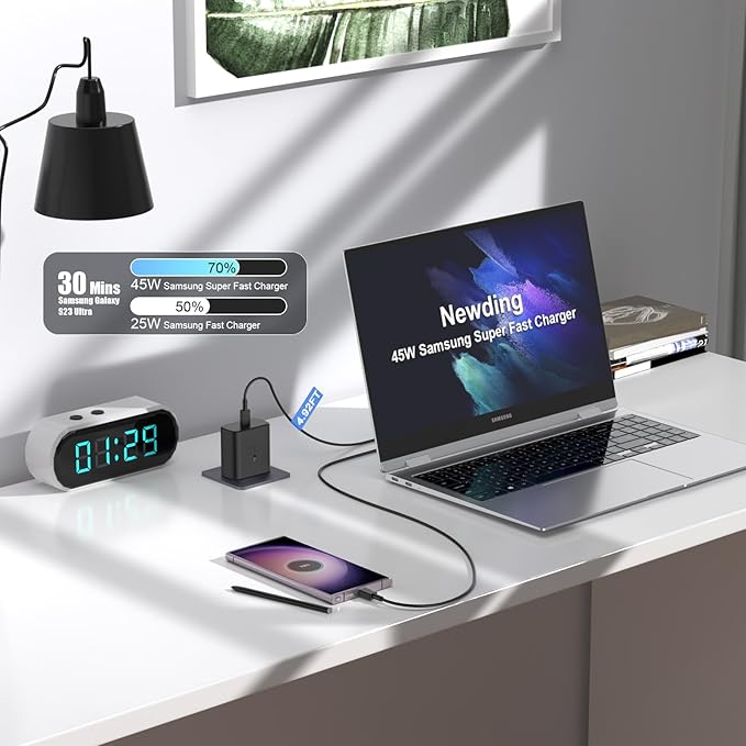 New 45W USB C Charger Fast Charging for Samsung Galaxy Tab S9 FE, S9 Plus, A9 Plus, S8, S25 Ultra, S24 Ultra, S23 Ultra, S22 Ultra, Android Phone Type C Super Fast Charge 2.0, EP-T4510