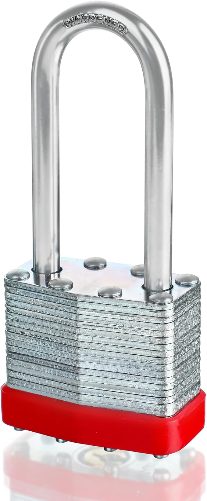 Pack of 4 Keyed-Alike Padlocks with Same Keys Long Shackle Hardened Steel Padlock with 8 Keys for Sheds Gates Fences Toolbox