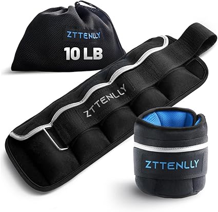 Adjustable Ankle Weights 10LBS Pair (5lbs each) with Carry Bag - Breathable Fabrics, Reflective Trim - Strength Training Leg Wrist Arm Ankle Walking Weights Sets for Women Men Kids¦¦