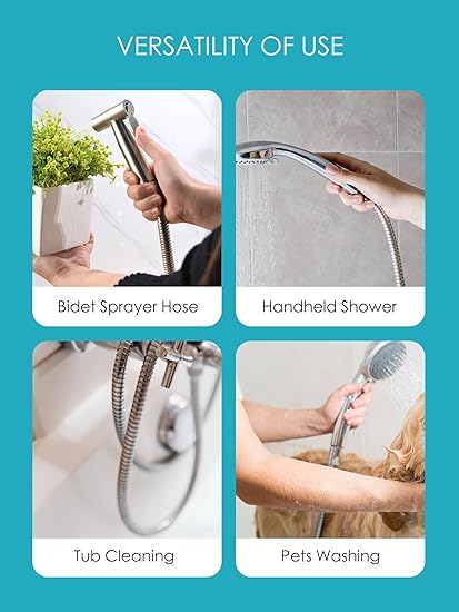 Stainless Steel Toilet Hose, 47 Inch, Silver, Perfect for Handheld Toilets and Showers, 1 Pack