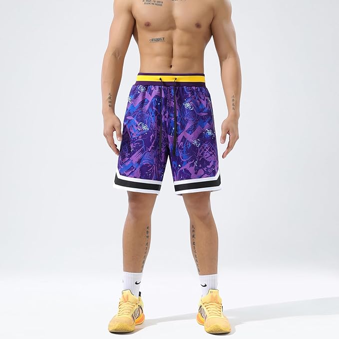BOOMLEMON Mens Graphic Print Basketball Shorts Casual Fashion Cool Shorts Summer Gym Workout Running Short Pants