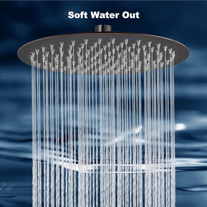 Midanya Round Rainfall Shower Head High Pressure Stainless Steel Waterfall Large Rain Shower Head Ultra Thin Design,Oil Rubbed Bronze 12 Inch