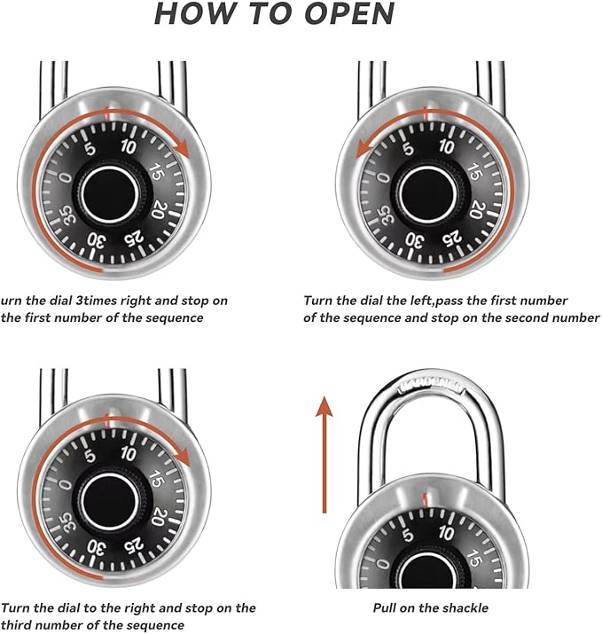 FIGODE Locker Lock, 2 in. Combination Lock, Keyless Padlock for Gym and School Lockers, Black Dial Lock, 2 Pack