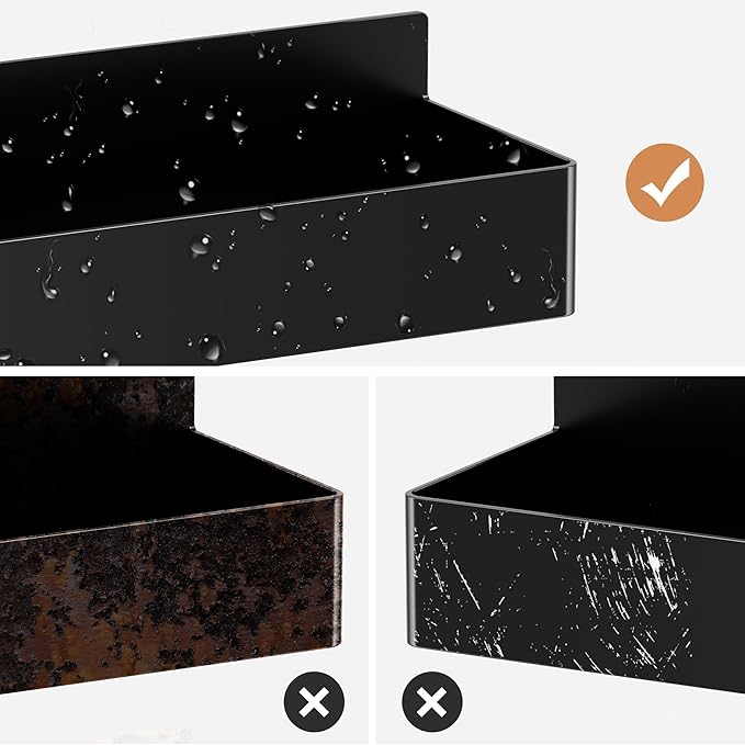 Magnetic Spice Rack for Refrigerator, Kitchen Organizer and Storage Shelf, Black (2 Pack)...