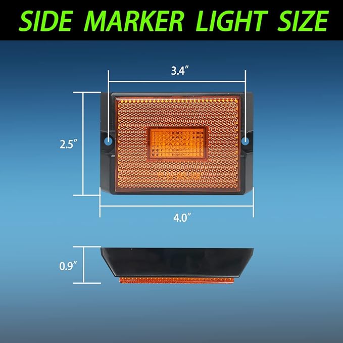 Led Trailer Marker Lights, Trailer Amber Side Marker Lights, Rectangular Light Reflectors For Trailers, Dot Approval Trailer Clearance Lights, Utility Trailer Running Lights, 2Pack