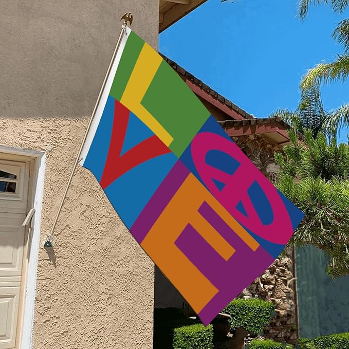 Love and Peace Flag 3X5 Ft for Outdoor, World Peace Love Garden Flag Pride Month Burlap Yard Outside Home Decorations Banners With 2 Brass Grommets