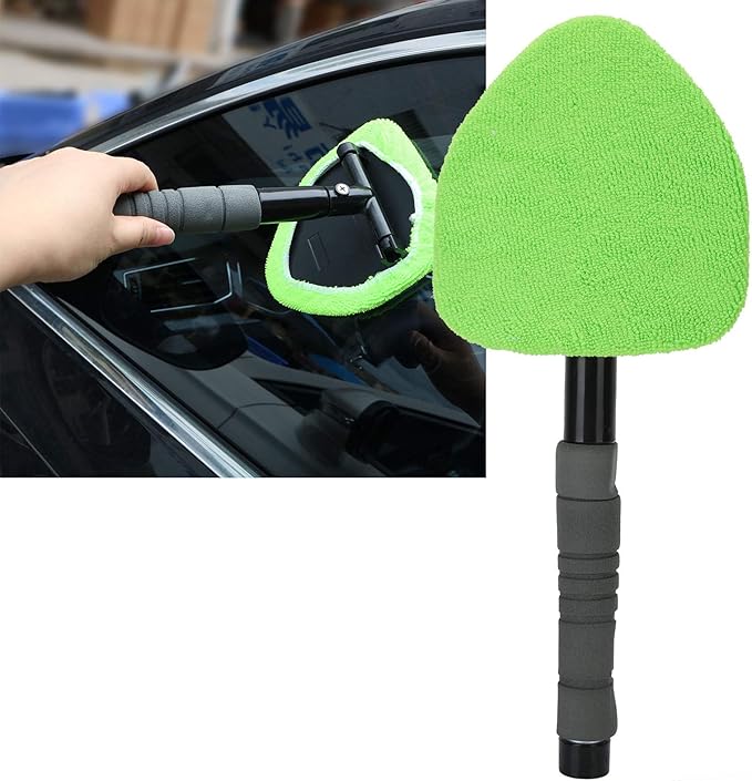 Fdit Microfiber Car Window Tool Windshield Cleaner Wand Tool with Telescopic and Extendable Handle Auto Inside Glass Wiper Kit