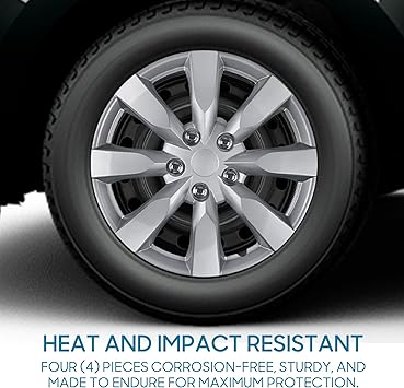 BDK (4-Pack) Premium 16" Wheel Rim Cover Hubcaps OEM Style Replacement Snap On Car Truck SUV Hub Cap - 16 Inch Set, Abs,Steel, Acrylonitrile Butadiene Styrene