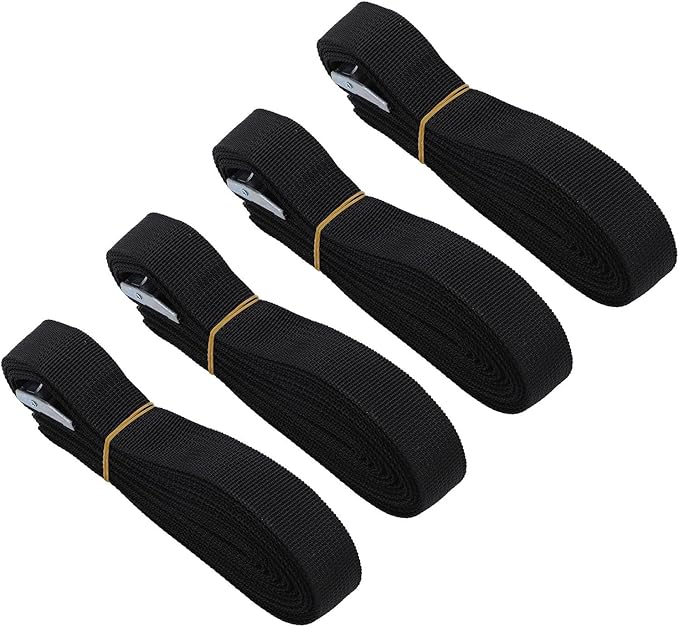 Luggage Tie Down Strap Heavy Duty Flexible Secure Hold 4 Suitcase Straps Quick Release Buckles for Camping (Black)