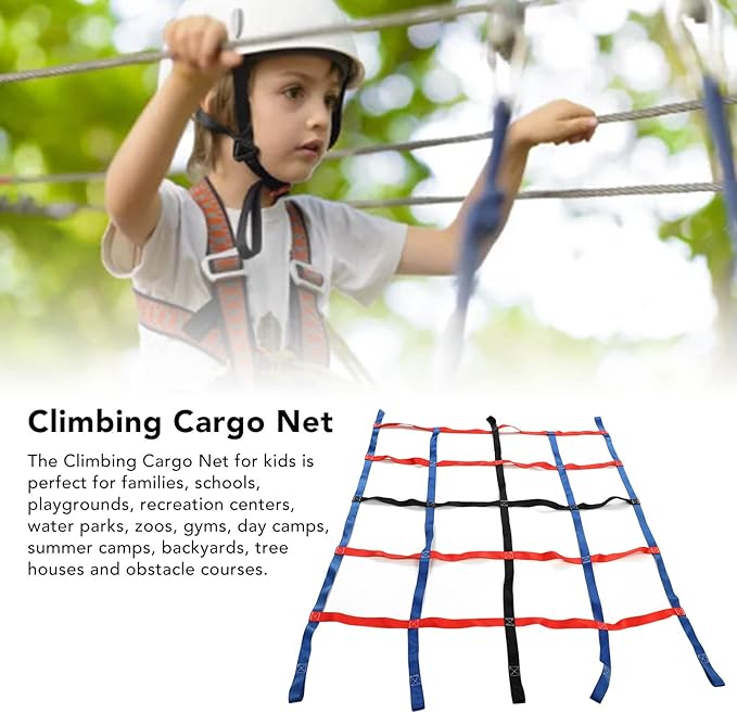 3-color climbing net for children, 661 pounds, 6.1 x 4.8 feet load, outdoor polyester climbing cargo net