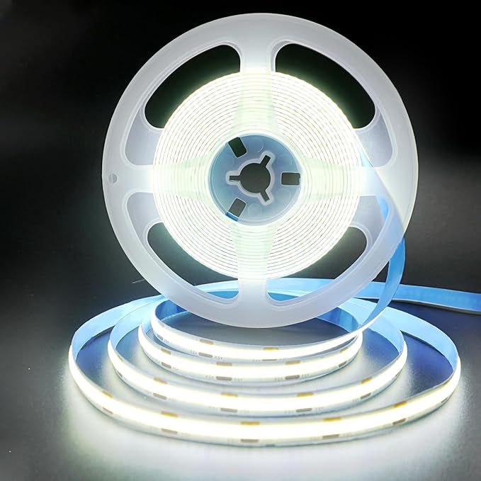 5V USB COB LED Strip Lights with Switch,6.56FT/2M,Cool White 6500K,320LEDs/M,8mm Width,Not Waterproof IP20,1M USB Cable,for DIY Home Indoor Decoration