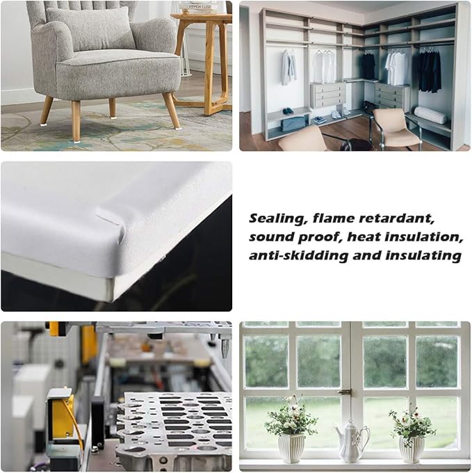 White Door Window Weather Stripping Self Adhesive Foam Tape 1 in 34 in 13 Ft, High Density Foam Sealing Strip Window Insulation Weatherproof Gasket Tape for Doors and Windows