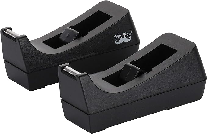 Mr. Pen- Tape Dispenser, Pack of 2, Tape Dispenser Desk, Office Supplies, Desk Supplies, Tape Holder, Tape Dispensers, Black Tape Dispenser, Desktop Tape Dispenser, Tape Desk Dispenser, Organier