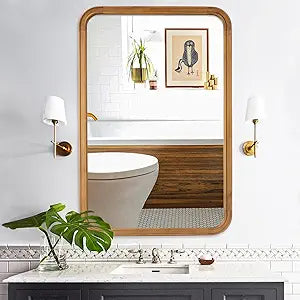 WallBeyond Wood Framed Mirrors for Bathroom, 24x36 Inch Wooden Frame Wall Mirror Farmhouse Wall Mounted Rectangle Mirror for Vanity (HorizontalVertical)