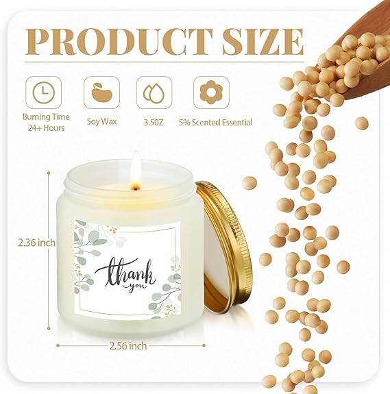 Coume 10 Pcs Employee Appreciation Gift for Teacher Soy Wax Scented Glass Jar Candles 3.5 oz Thank You Gift for Baby Shower Women Wedding Bridal Shower, 10 Fragrance(Fresh Scent)