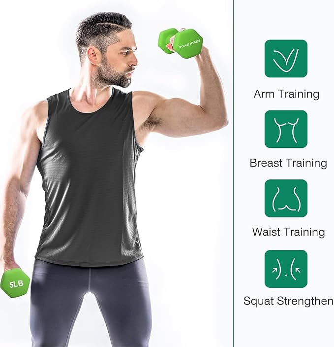 Dumbbell Hand Weight Pairs ‚ Neoprene Dumbbell Exercise & Fitness For Home Gym Equipment and Adjustable Dumbbell Sets‚ Non-Slip, Color Coded Hex Shaped Free Weights.