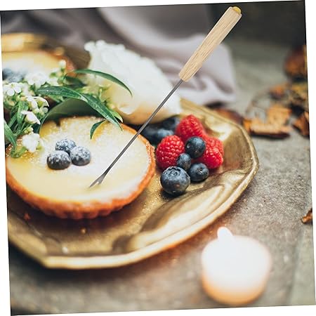 Fruit Fork Set Fondue Forks 2pcs Stainless Steel Cheese Fondue Forks Wood Handle