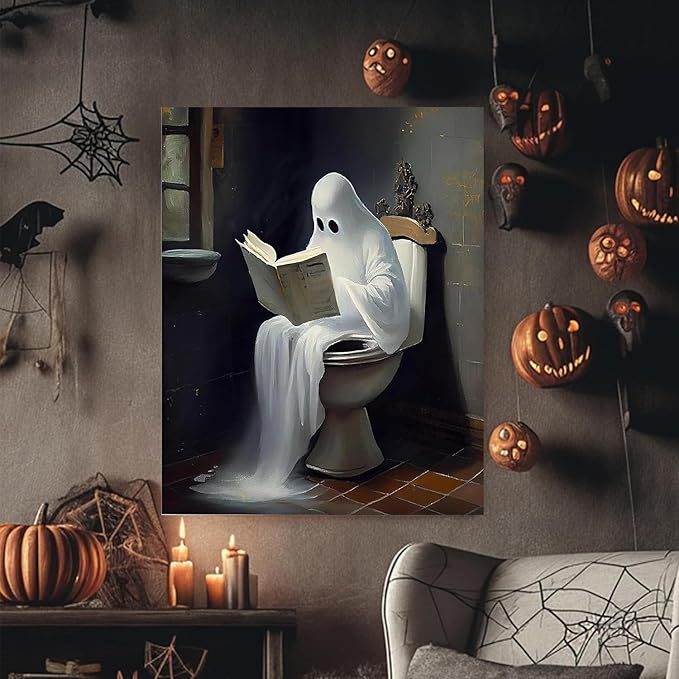 Reivworl Ghost Paint by Numbers Kit for Adults, Bathroom Paint by Number Adult, Painting by Numbers for Gifts and Home Interior Decor 16x20 Inch
