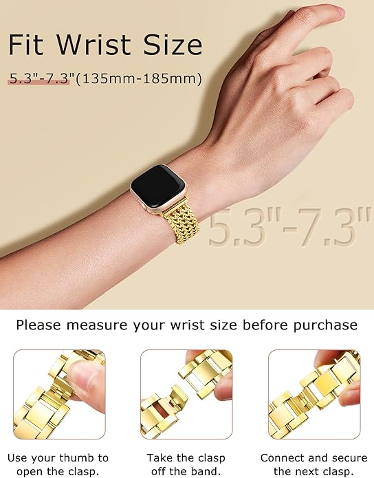 Minyee Compatible with Apple Watch Band 4140384445464942mm Women, Dressy Stainless Steel Metal Chain Strap Mermaid Designer Link Bracelet Wristband for iWatch Series 10 9 8 7 6 5 4 3 Ultra SE