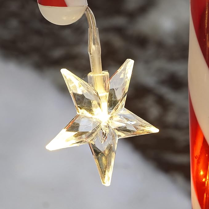LTD Solar Candy Cane Pathlight Stakes with Star Accent, Set of 8