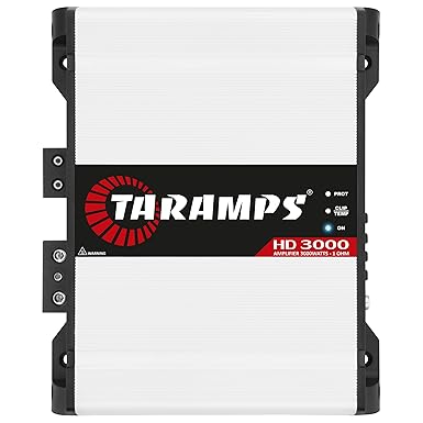 Taramps HD 3000 1 Ohm 1 Channel 3000 Watts RMS MAX, Full Range Car Audio, Monoblock, LED Monitor Indicator, Class D Amplifier, Crossover, White 3k amp, Sound Quality