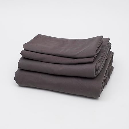 100 Cotton Bed Sheet Set with Deep Pocket - T-Shirt Fabric Jersey Knit - Extra Soft - Easy Fit - 4 Piece Set with Pillowcases - All Season - Comfy 4 pcs (Anthracite, Full)