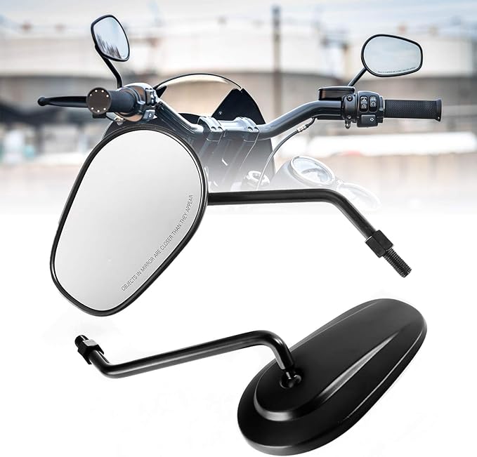 INNOGLOW Motorcycle Mirrors Rearview Mirror Side Mirrors Wide Field Matte Black Aluminum 8mm10mm Universal for Suzuki kawasaki Cruiser Chopper
