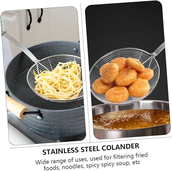 IMIKEYA 1pc Stainless Steel Wire Skimmer Strainer Spoon Fine Mesh Colander for Home Restaurant Use Heat Resistant Design Easy to Clean Store Dishwasher Safe Ergonomic Handle Hanging