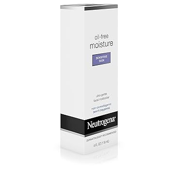 Neutrogena Oil-Free Moisture Daily Hydrating Face Moisturizer for Sensitive Skin, Fast Absorbing Ultra-Gentle Lightweight Face Lotion Moisturizer with Glycerin, Non-Comedogenic, 4 fl. oz
