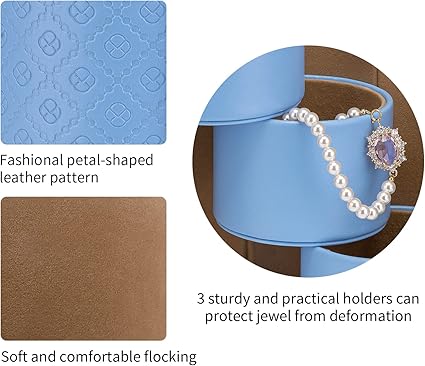 Vlando Christmas Gifts for Mom, Women, Wife - Travel Jewelry Oragnizer, 3-Layer Jewelry Storage Box, Travel Essential Accessories for Women, Gifts for Travelers Couples Mom Friends - Blue