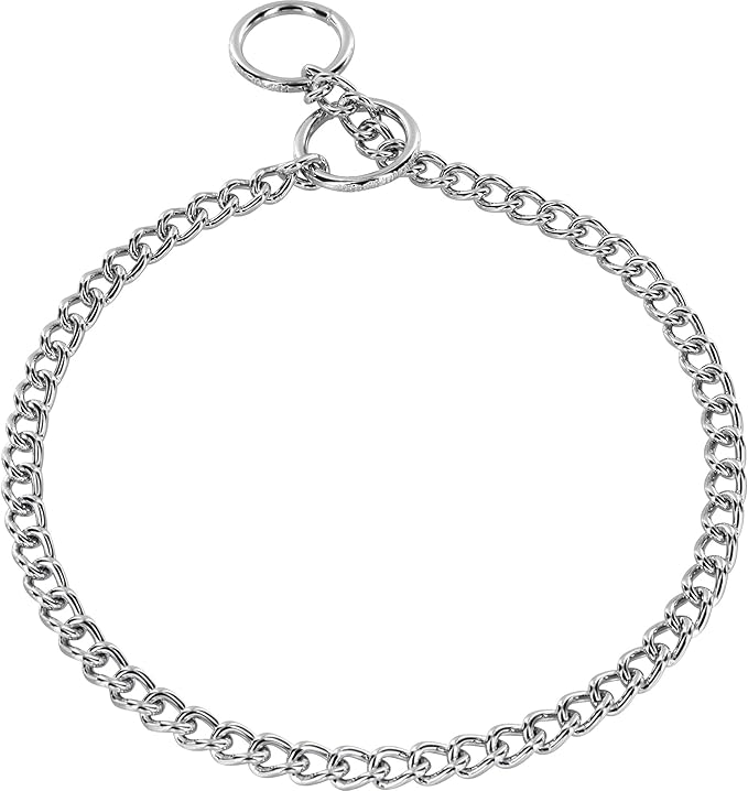 Herm Sprenger - Chrome Plated Steel Dog Training Collar - Narrow Round Links Slip Dog Chain - for Small Medium Large Dogs - Professional Training Collar - Made in Germany (22 inches (55 cm))